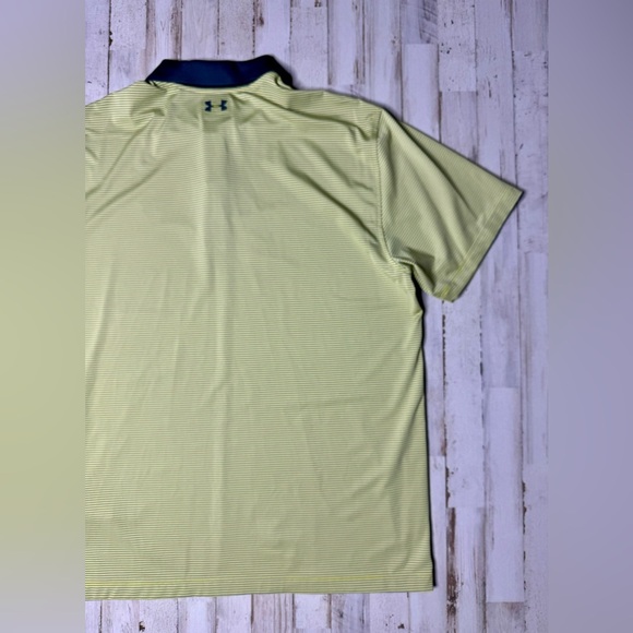 Under Armour Polo Shirt Mens Xl Green Stripe Graphic Performance Loose Heatgear - Picture 8 of 9